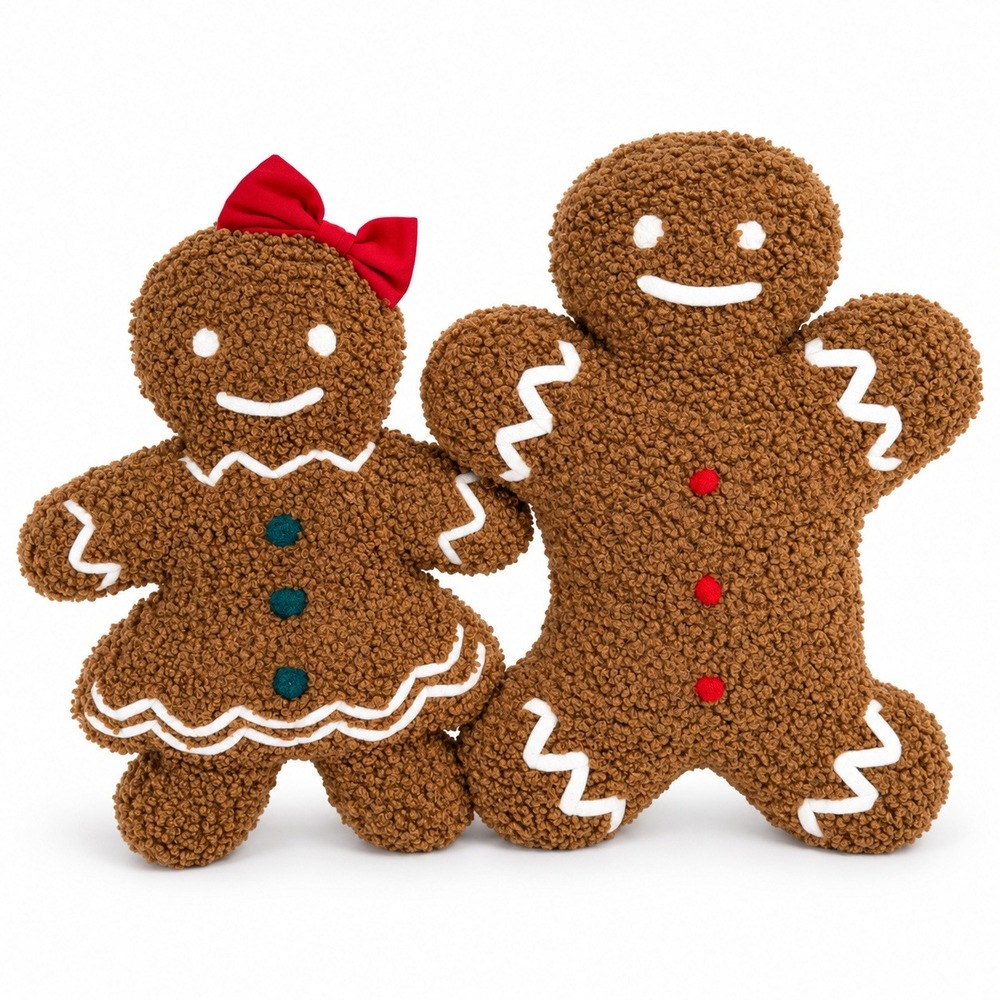Pottery Barn Mr Mrs Spice Gingerbread Plush Set Sherpa Holiday Decor Christmas